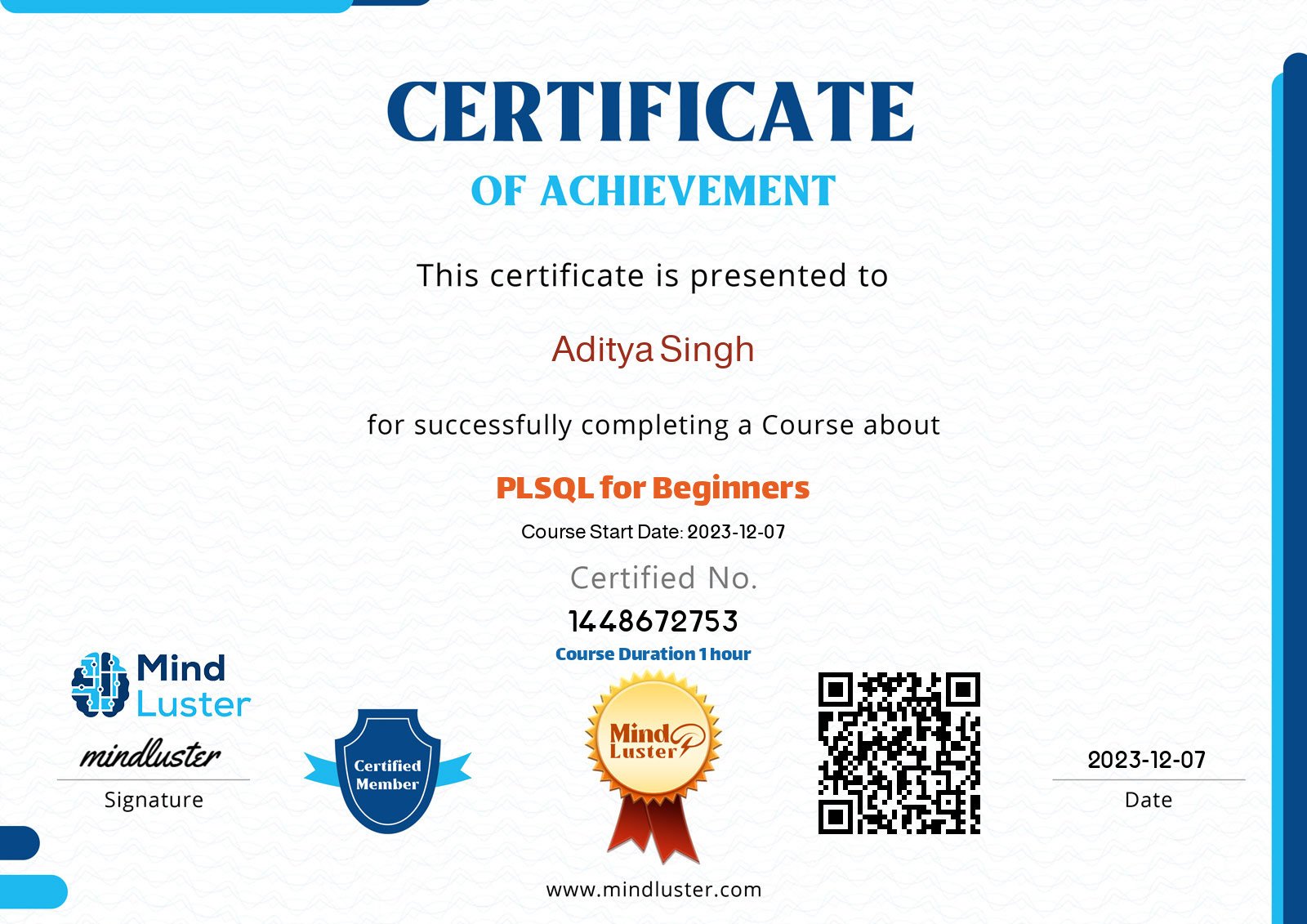 PL SQL Certificate